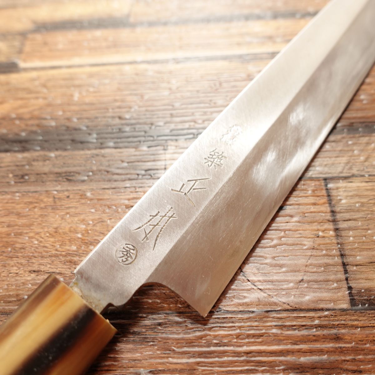 Tsukiji Masamoto Yanagiba Knife, Sharpened, Sashimi Knife, White Water Buffalo Horn Handle, With Wooden Sheath, Steel