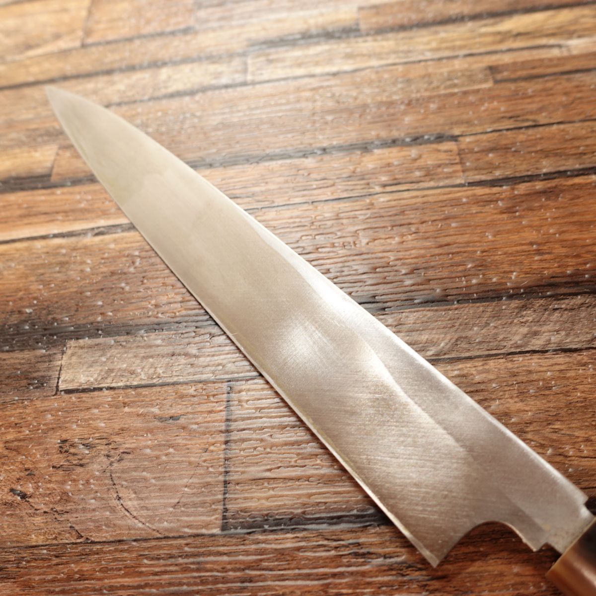 Tsukiji Masamoto Yanagiba Knife, Sharpened, Sashimi Knife, White Water Buffalo Horn Handle, With Wooden Sheath, Steel