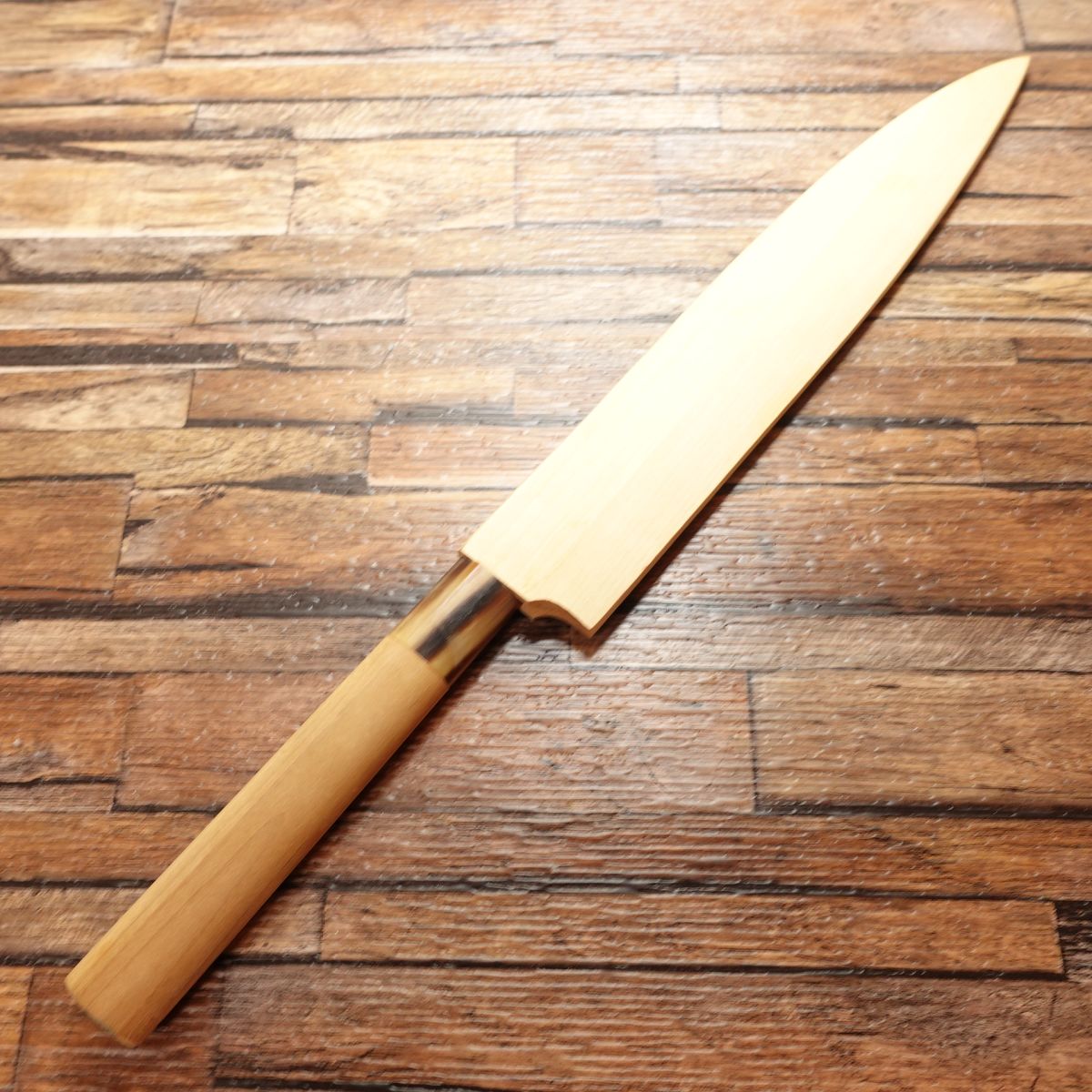 Tsukiji Masamoto Yanagiba Knife, Sharpened, Sashimi Knife, White Water Buffalo Horn Handle, With Wooden Sheath, Steel