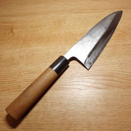 Rikimaru Deba Knife, Sharpened, Water Buffalo Horn Handle, Single-edged, Japanese Knife, Thick Blade, Single-edged