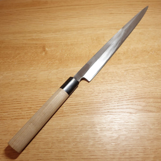 Shoujiki Yanagiba Knife, Sharpened, Sashimi Knife, Water Buffalo Horn Handle, Single-edged, Japanese Knife