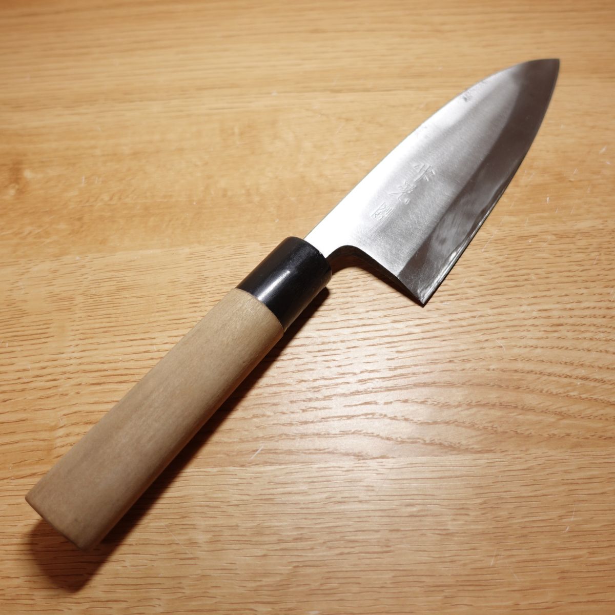 Takeaki Deba Knife, Sharpened, Water Buffalo Horn Handle, Thick Blade, Extra-forged, Japanese Knife, Single-edged