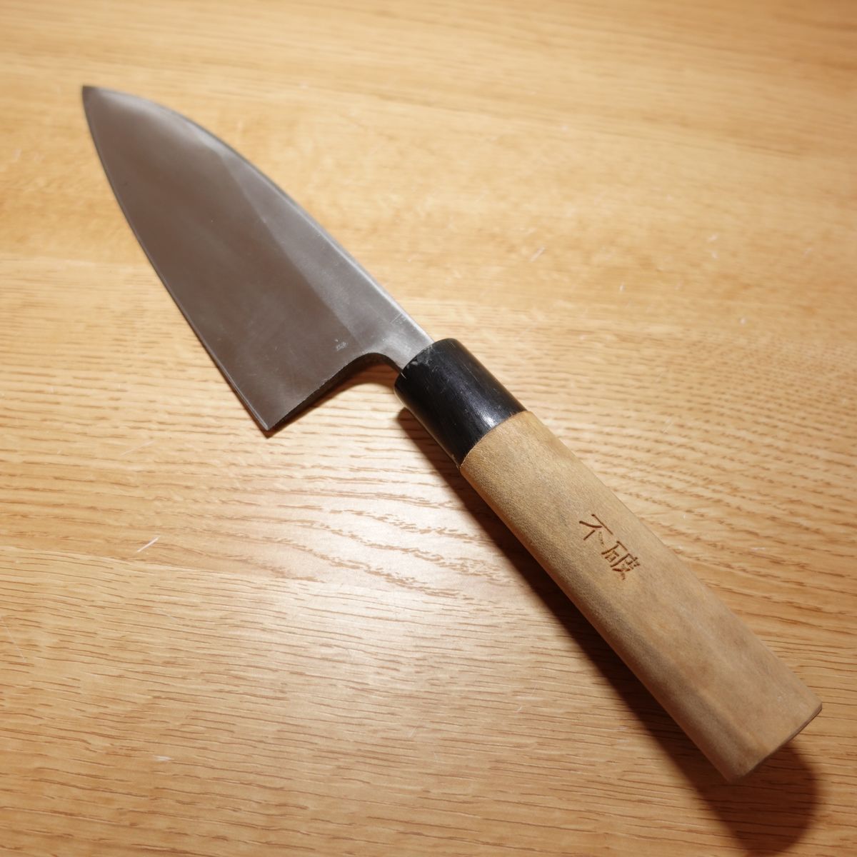 Takeaki Deba Knife, Sharpened, Water Buffalo Horn Handle, Thick Blade, Extra-forged, Japanese Knife, Single-edged