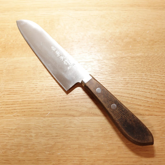 Maten Saku Santoku Knife, Sharpened, All-purpose Knife, Hon-Warikomi, Suncraft, Made in Japan, Double-edged