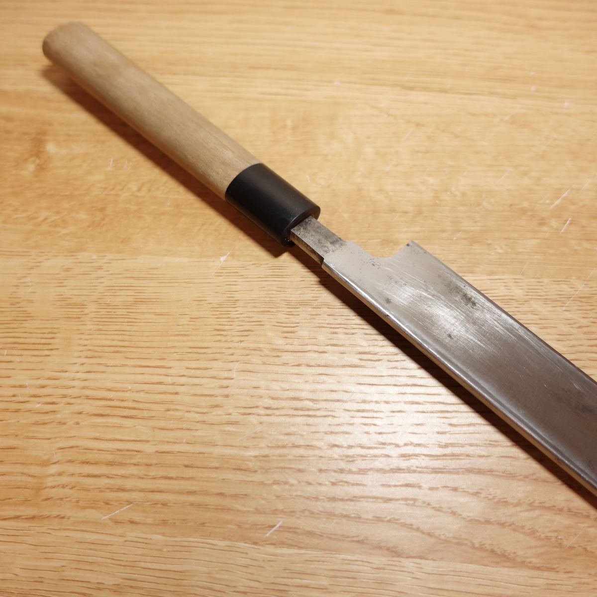 Sukenari Yanagiba Messer, geschärft, Sashimi-Messer, 1 Shaku, Griff aus Wasserbüffelhorn, einschneidig, Fugu-hiki, Yanagi, Stahl, handgeschmiedet