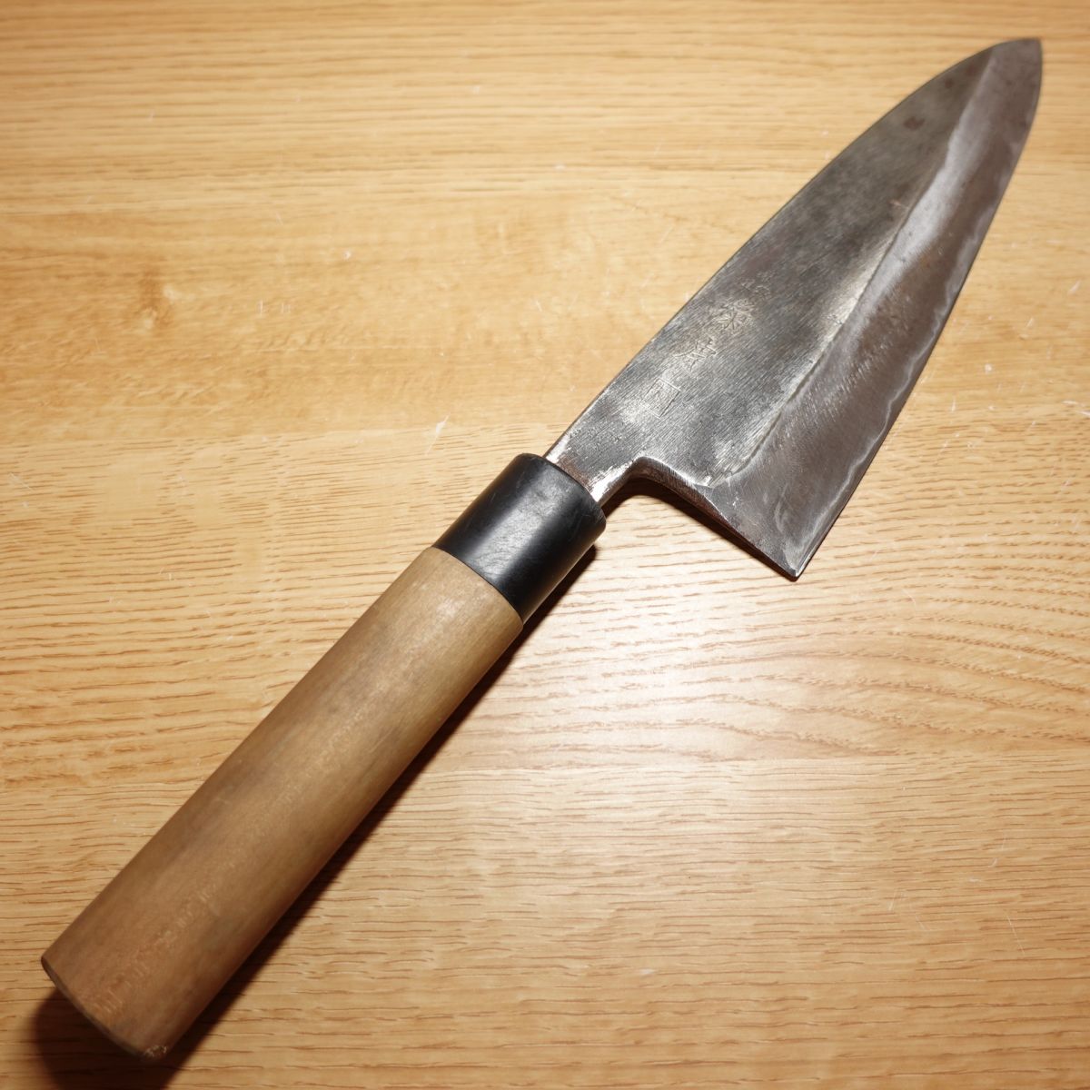 Kikutora Large Deba Knife, Sharpened, Black Forged, Single-edged, Steel, Sakai Kikutora