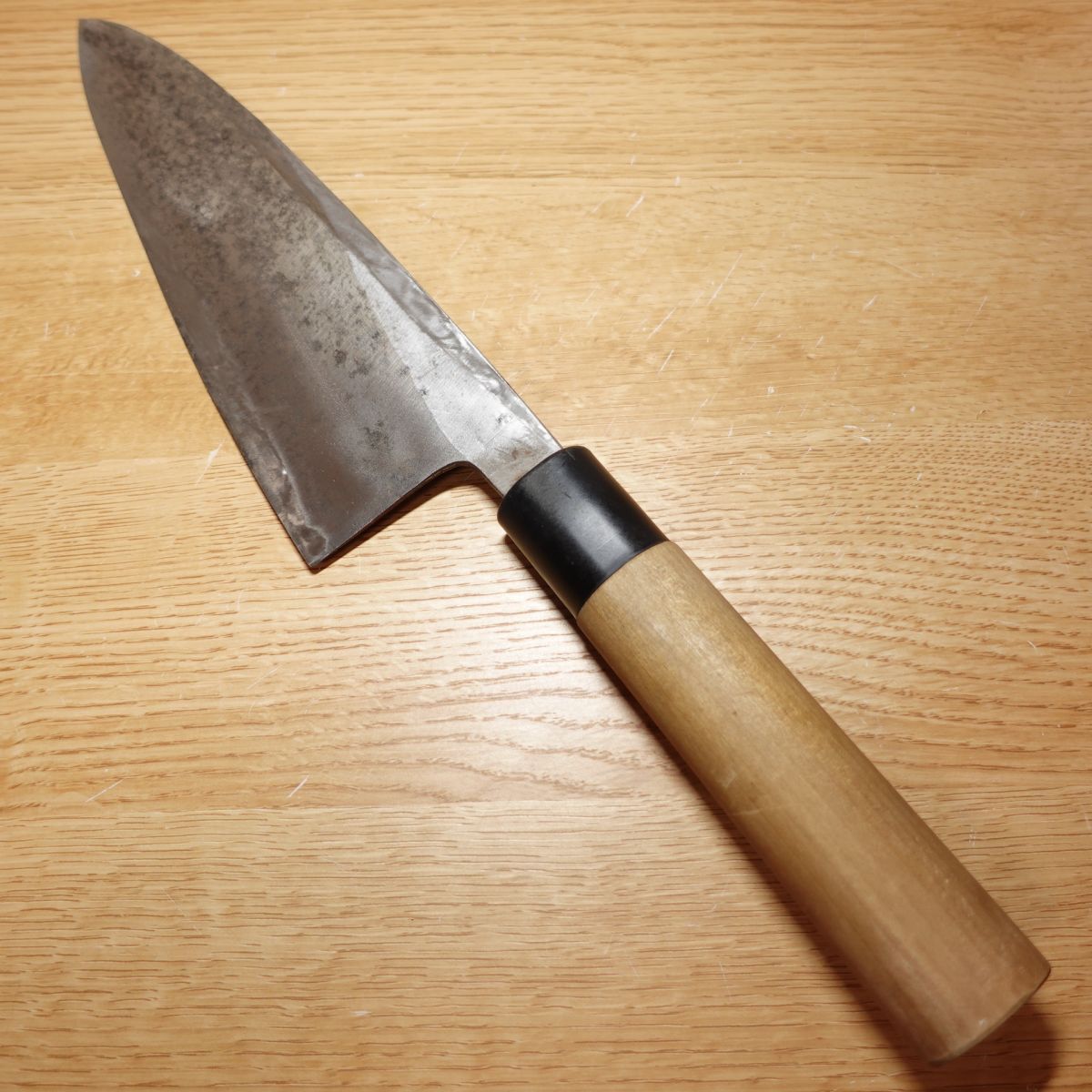 Kikutora Large Deba Knife, Sharpened, Black Forged, Single-edged, Steel, Sakai Kikutora