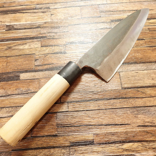 Sakai Shigekiyo Large Deba Knife, Sharpened, Black Forged, Hagane Steel