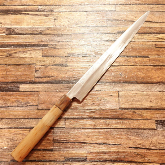 Sakai Takayuki Yanagiba Knife, Sharpened, Water Buffalo Horn Handle, Sashimi Knife, Mantetsu, Custom-made