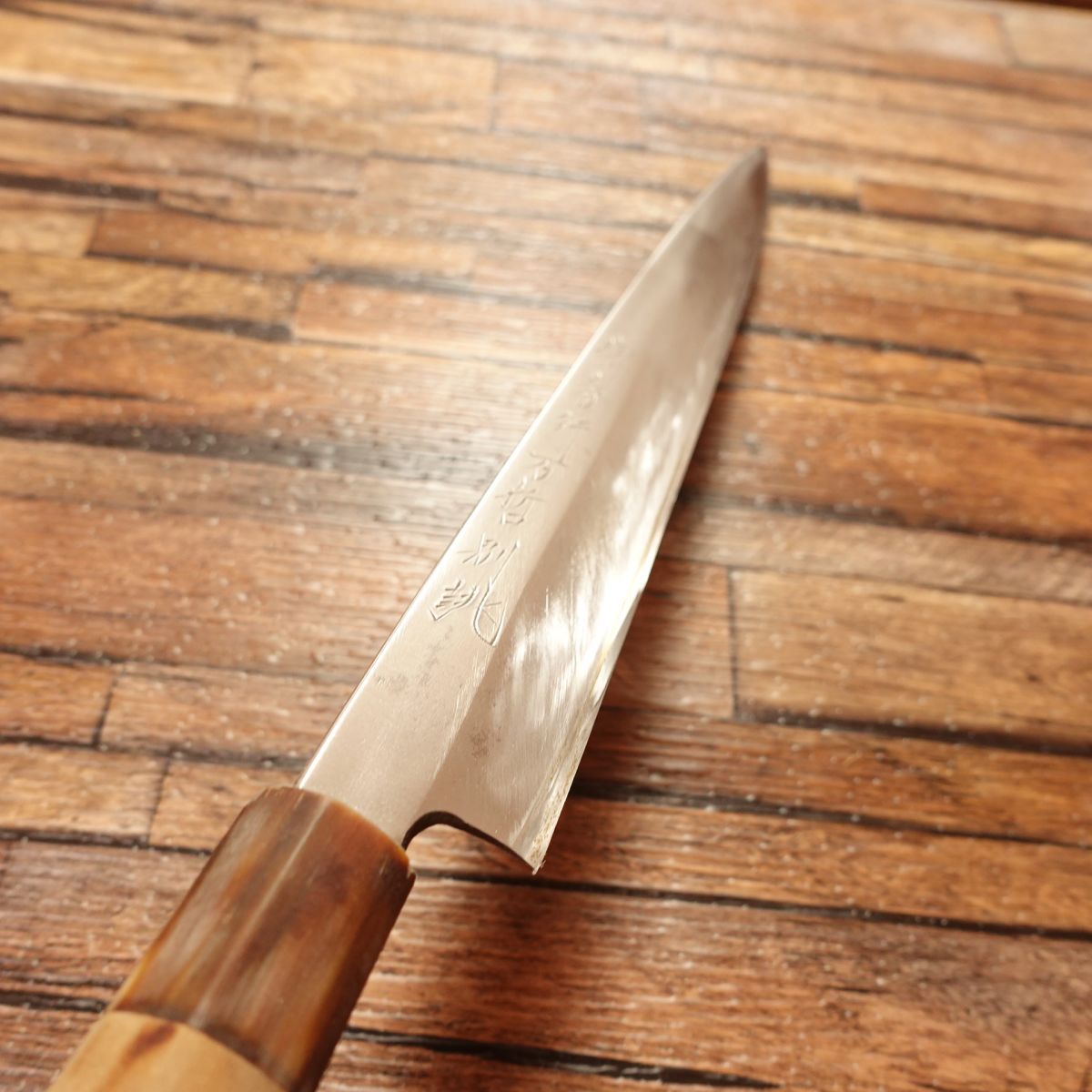 Sakai Takayuki Yanagiba Knife, Sharpened, Water Buffalo Horn Handle, Sashimi Knife, Mantetsu, Custom-made