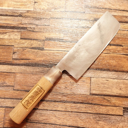 Teruhide Nakiri Knife, Sharpened, Marble Handle, Thin Blade, Nakiri