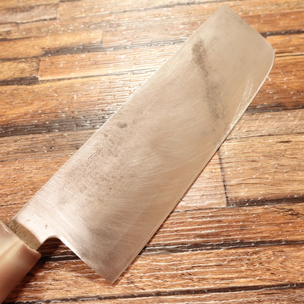 Teruhide Nakiri Knife, Sharpened, Marble Handle, Thin Blade, Nakiri