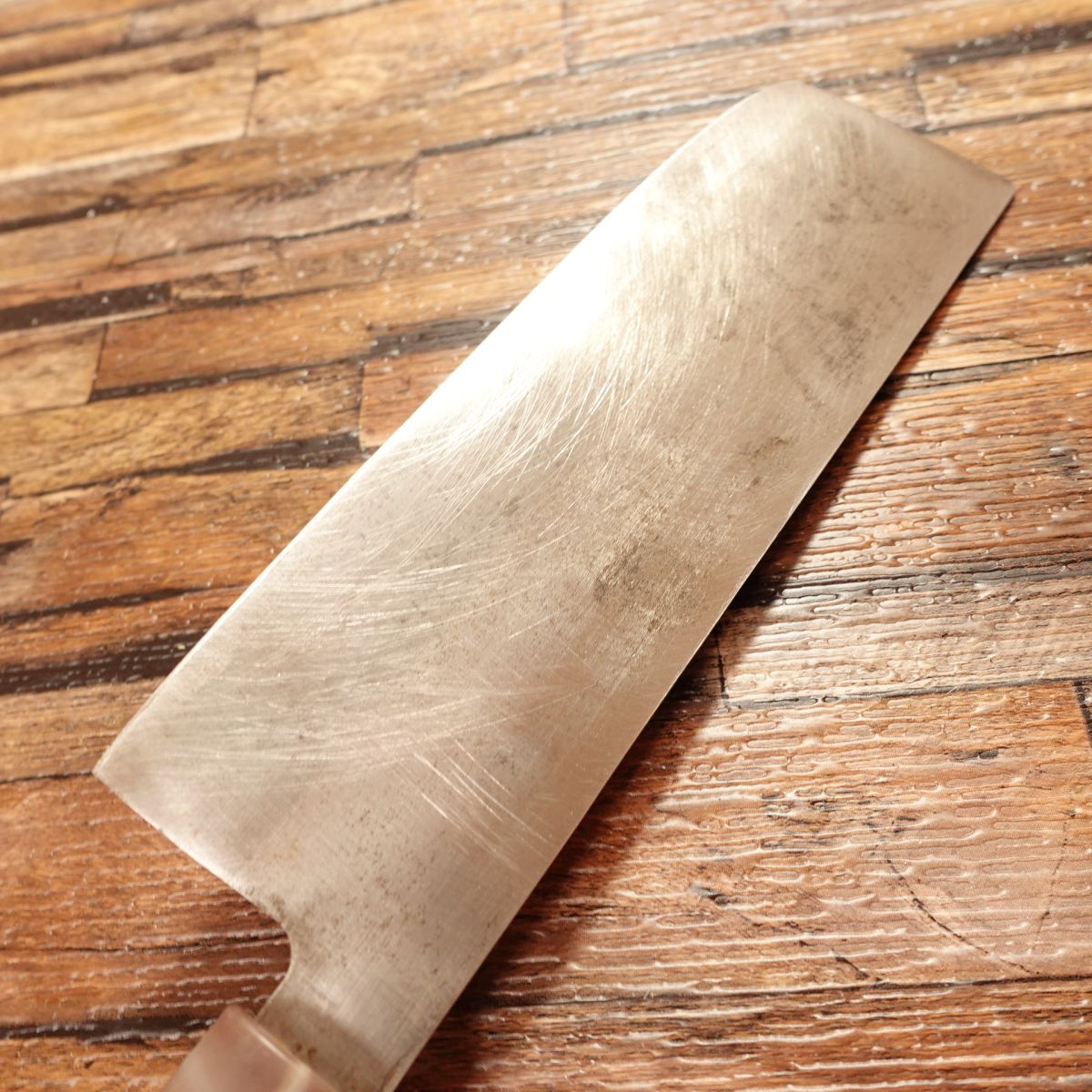 Teruhide Nakiri Knife, Sharpened, Marble Handle, Thin Blade, Nakiri