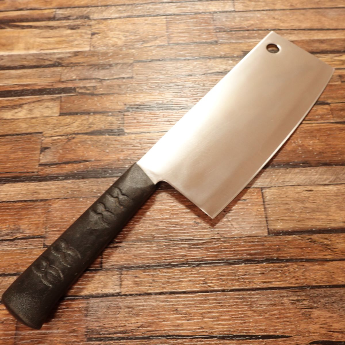 Seki Kanemura Chinese Cleaver, Sharpened, Double Bevel, Stainless Steel, Hooked Handle, 180mm