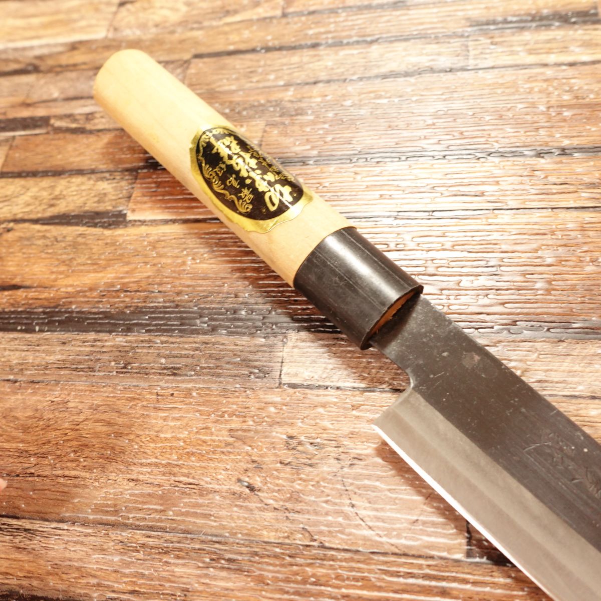 Yushun Yanagiba Knife, Sharpened, Black-Forged, Sashimi Knife, Superior Sharpness Seal Included