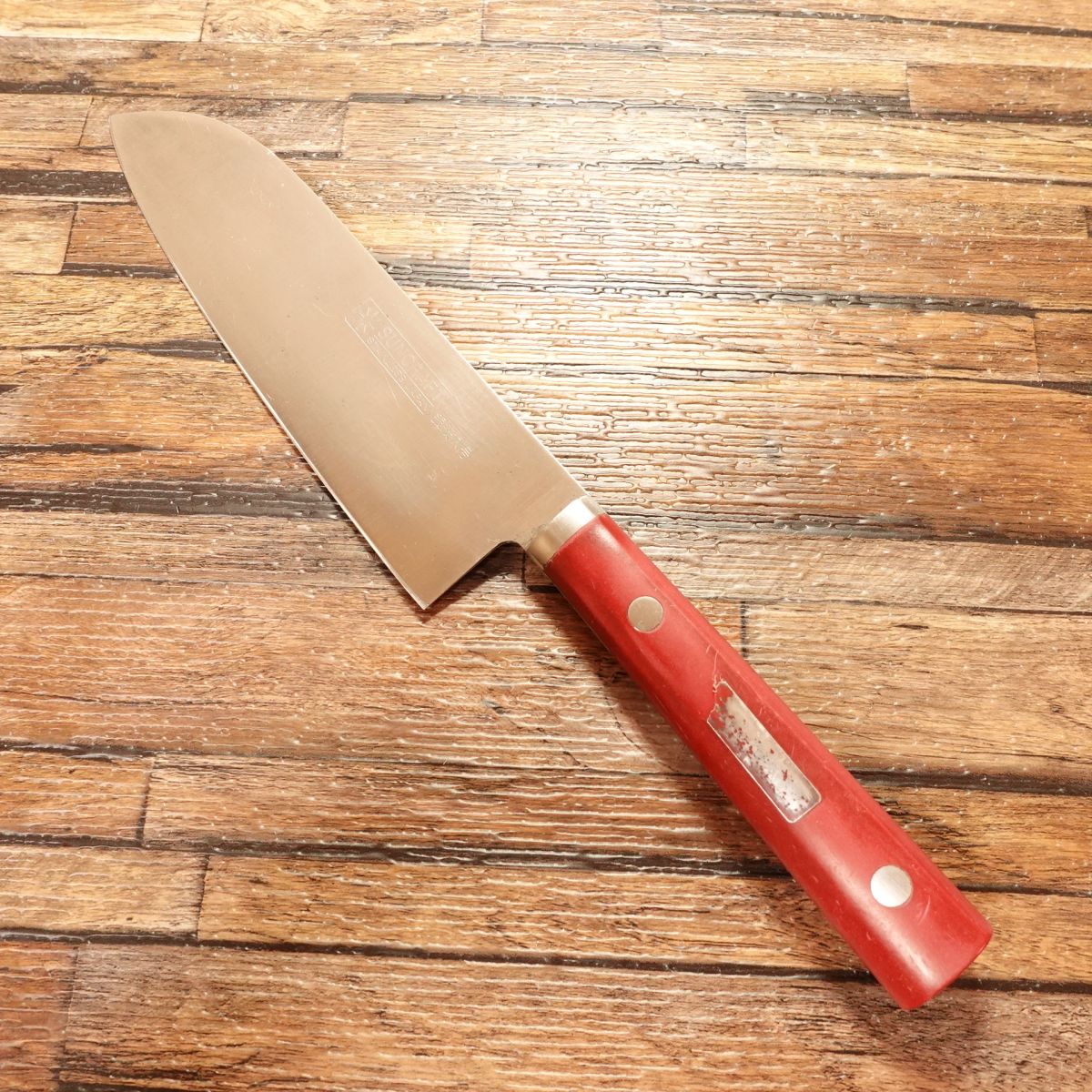 Suncraft Santoku Knife, Sharpened, All-Purpose Knife, Red Handle, Gin no Kami No.8 Stainless Steel, SUNCRAFT, 150mm
