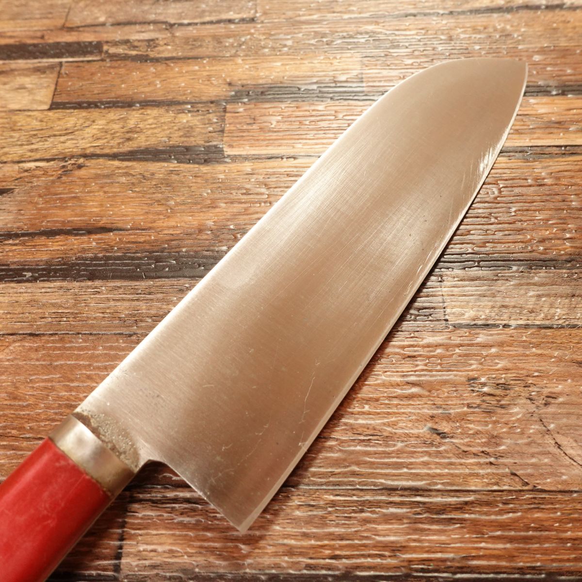 Suncraft Santoku Knife, Sharpened, All-Purpose Knife, Red Handle, Gin no Kami No.8 Stainless Steel, SUNCRAFT, 150mm