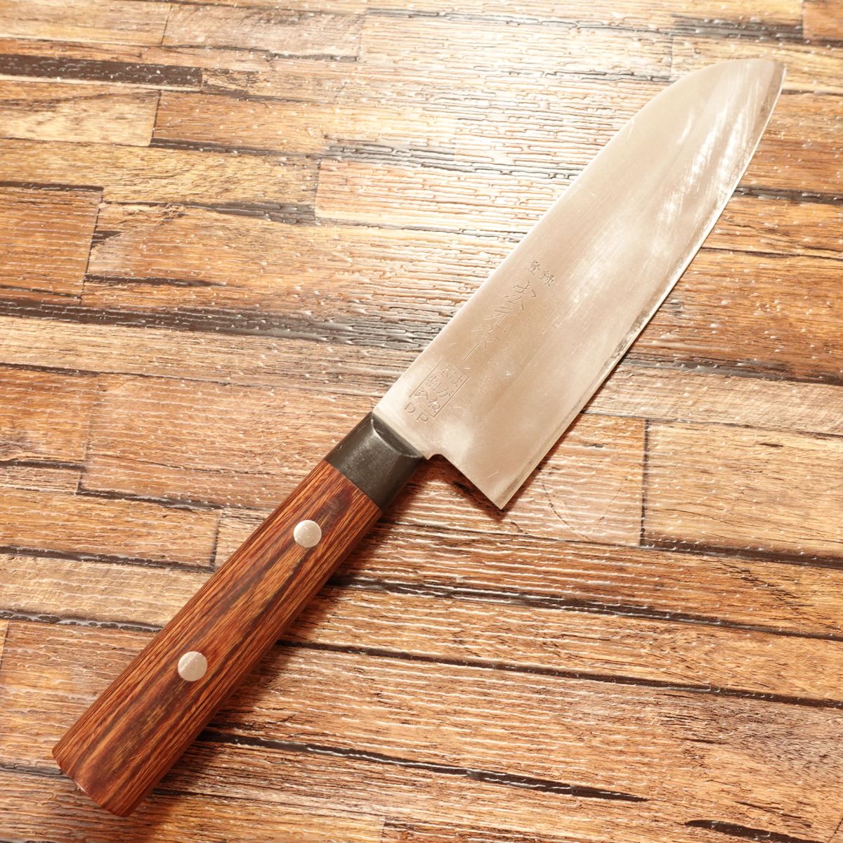 Hiromoto Saku Santoku Knife, Sharpened, All-purpose Knife, Steel, Hon-Warikomi, DP