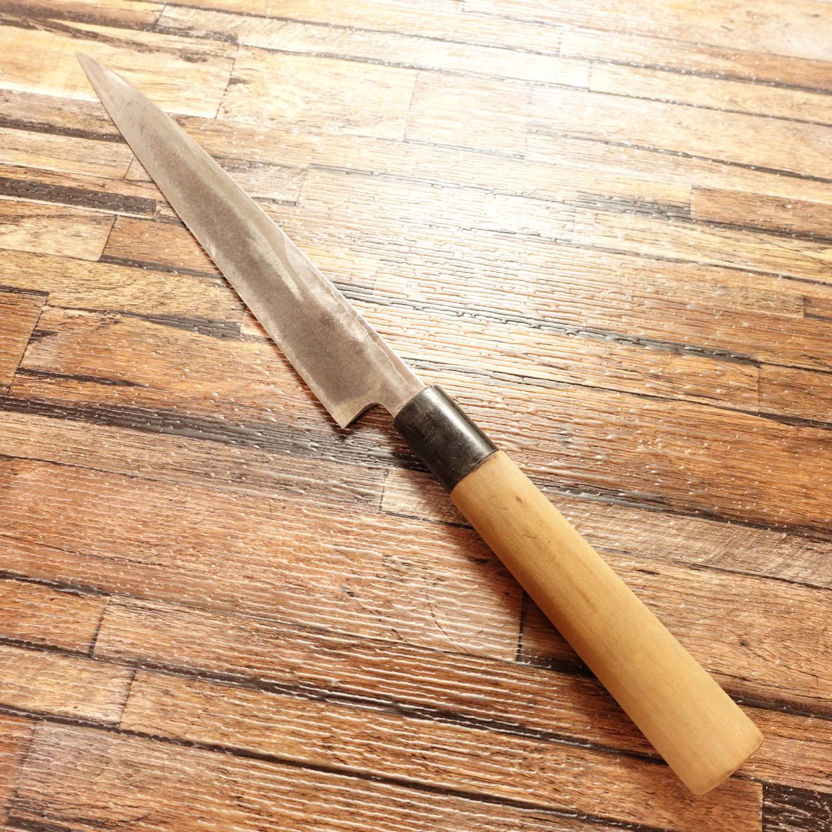 Toyokazu Yanagiba Knife, Sharpened, Sashimi Knife, Patina, 200mm