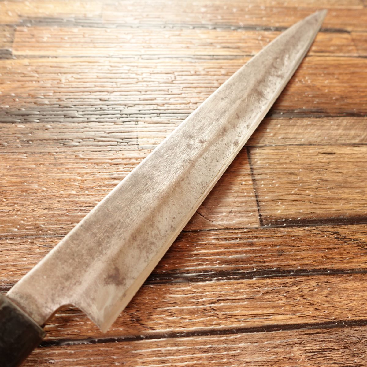 Toyokazu Yanagiba Knife, Sharpened, Sashimi Knife, Patina, 200mm