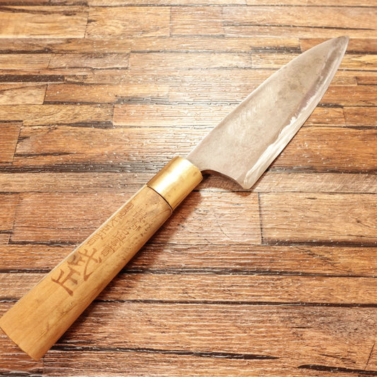 Takemasa Deba Knife, Sharpened, Highest Honor Award, Prime Minister's Award, Handle Repaired