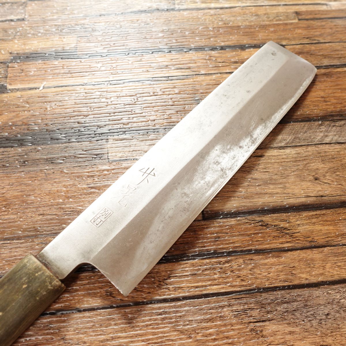 Takeaki Usuba Knife, Sharpened, Water Buffalo Handle, Single Bevel, Nakiri Knife