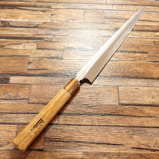 Miyabun Yanagiba Knife, Sharpened, Water Buffalo Handle, Sashimi Knife, Hagane Steel