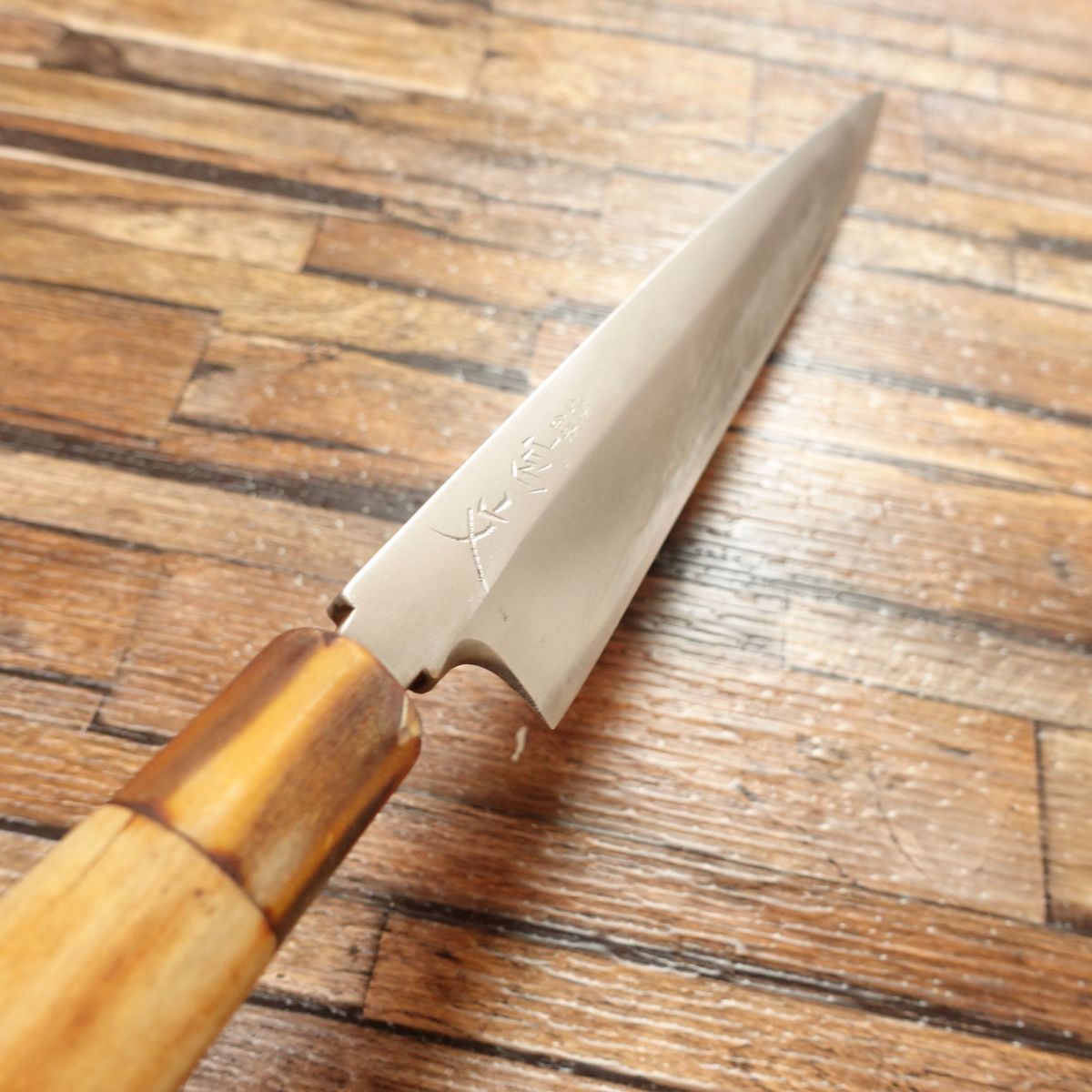 Miyabun Yanagiba Knife, Sharpened, Water Buffalo Handle, Sashimi Knife, Hagane Steel