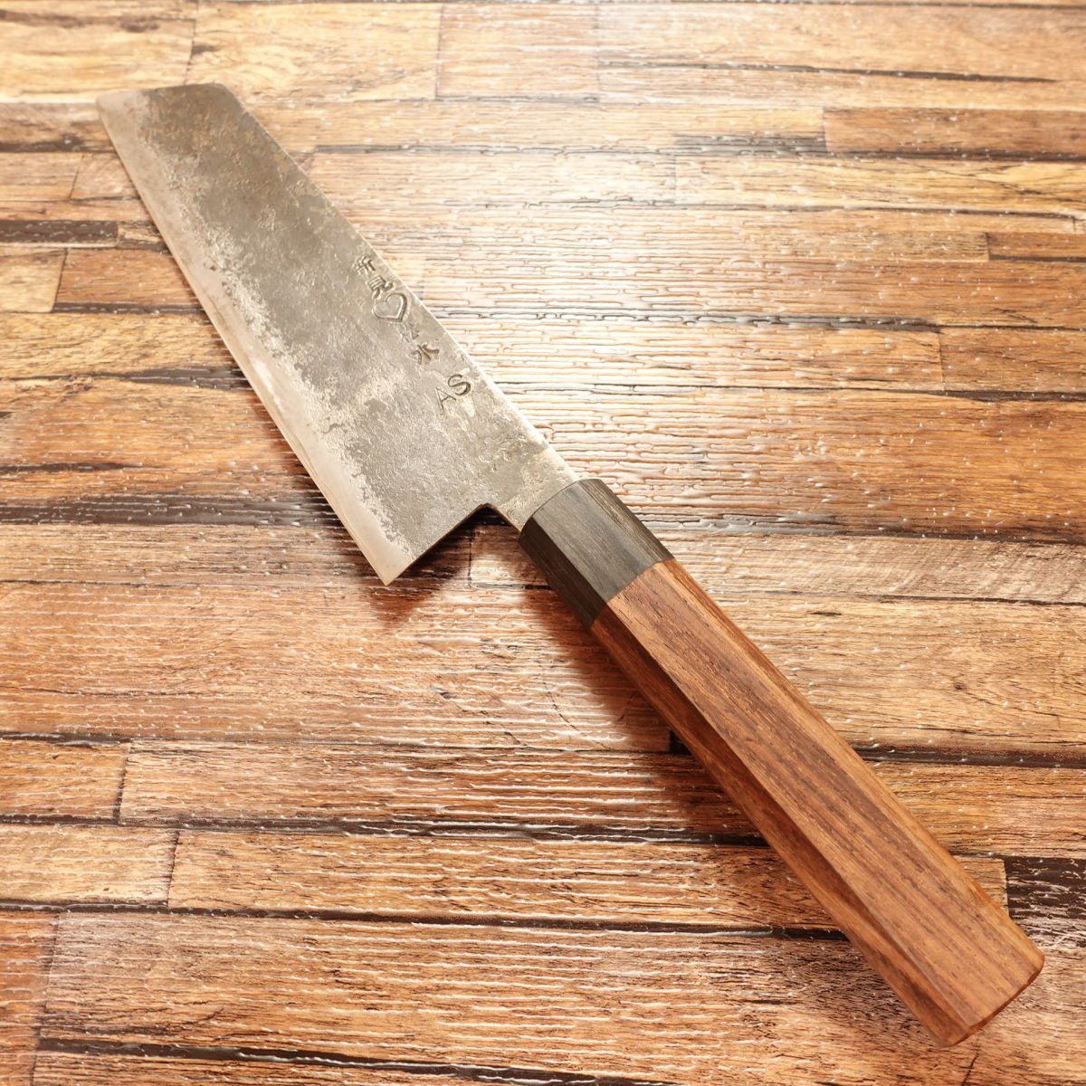 Niimi Shosui AS Santoku Knife, Sharpened, Bunka Knife, Black-forged, K-tip, Octagonal Handle, All-purpose Knife, Takeda Shosui Saku, Takeda Hamono