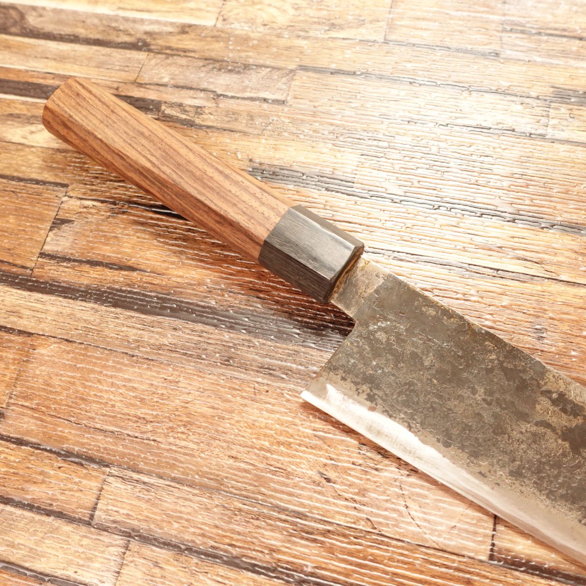 Niimi Shosui AS Santoku Knife, Sharpened, Bunka Knife, Black-forged, K-tip, Octagonal Handle, All-purpose Knife, Takeda Shosui Saku, Takeda Hamono