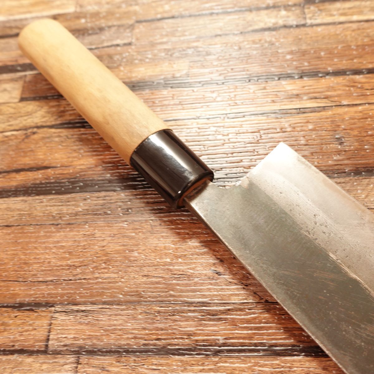 Sakai Shugaku Nakiri Knife, Sharpened, Black-forged, Thin Blade, With Sticker, Lightly Used