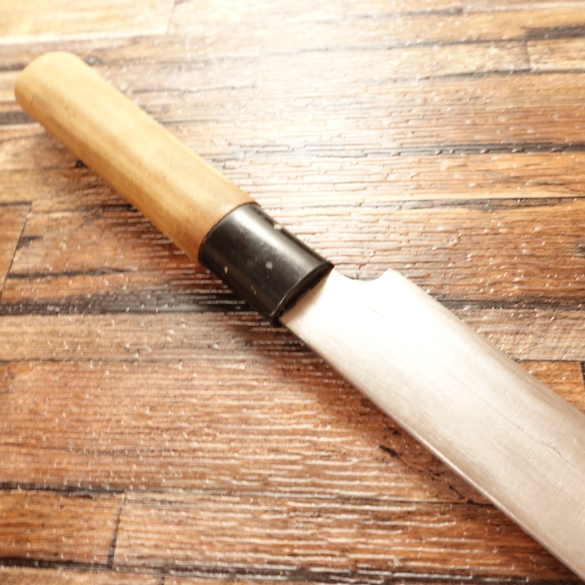 Munemitsu Yanagiba Knife, Sharpened, Double-Edged, Sashimi Knife, Hagane