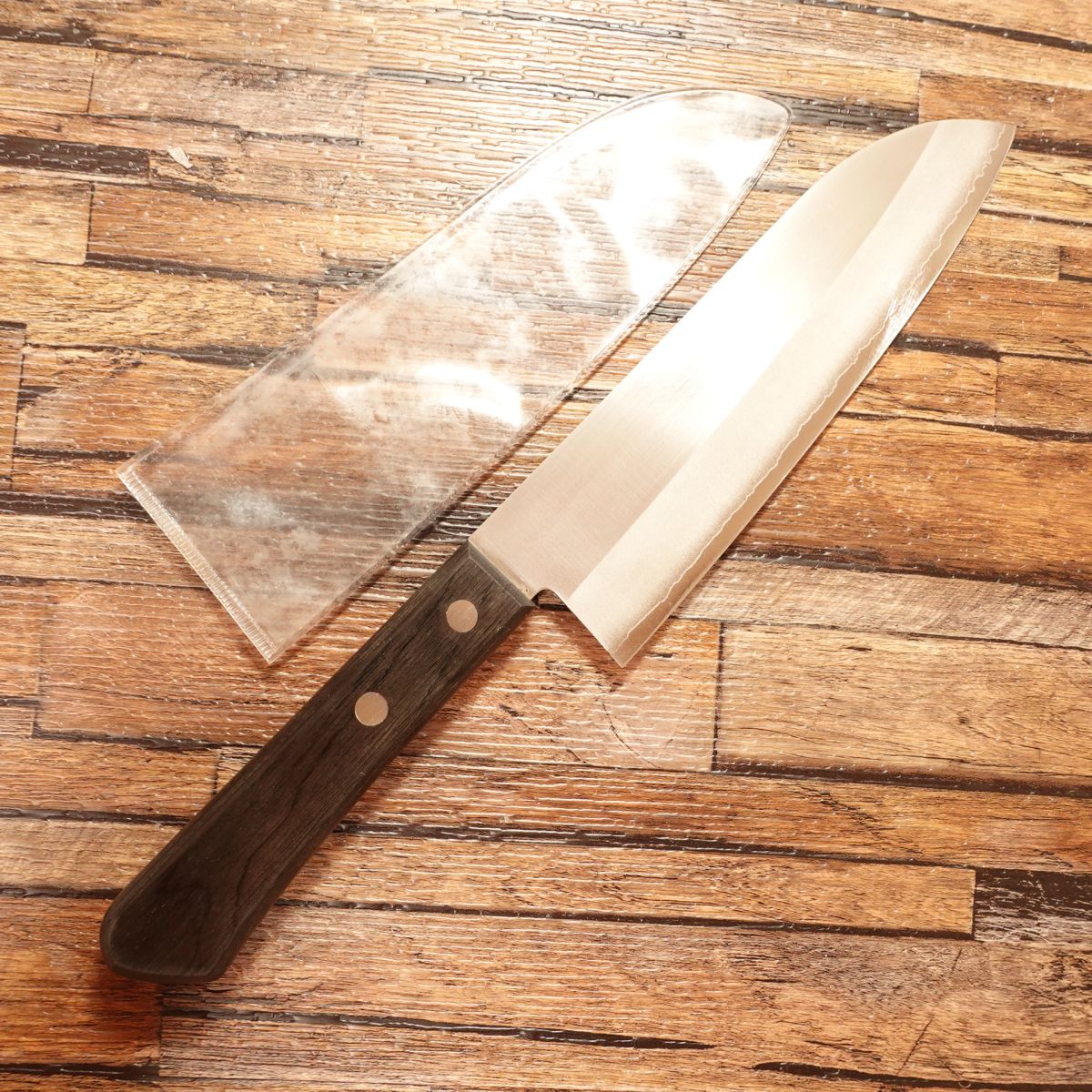 Premium Gold Warikomi Santoku Knife, Sharpened, Stainless Steel, DP, Unused with Sticker and Protective Case