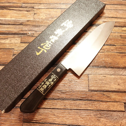 Yasuki Steel Gin-Gami Santoku Knife, Sharpened, All-purpose Knife, Stainless Steel, Unused with Sticker and Original Box