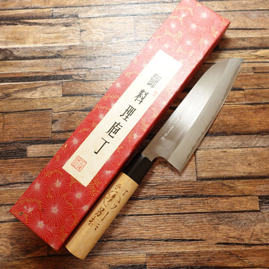 Shuichi Santoku Knife, Sharpened, Shiro-2 Steel, All-Purpose Knife, Hand-Forged, Shirogami-2, Japanese Santoku, Unused Storage Item, Boxed