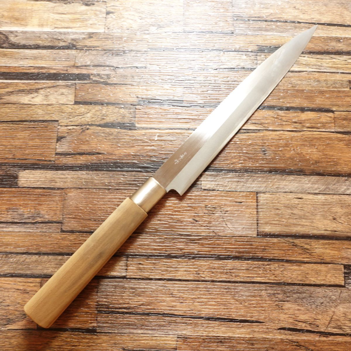 Misuzu Yanagiba Knife, Sharpened, Sashimi Knife, Stainless Steel Core, Proper Steel Warikomi, Double Bevel, Unused Storage Item