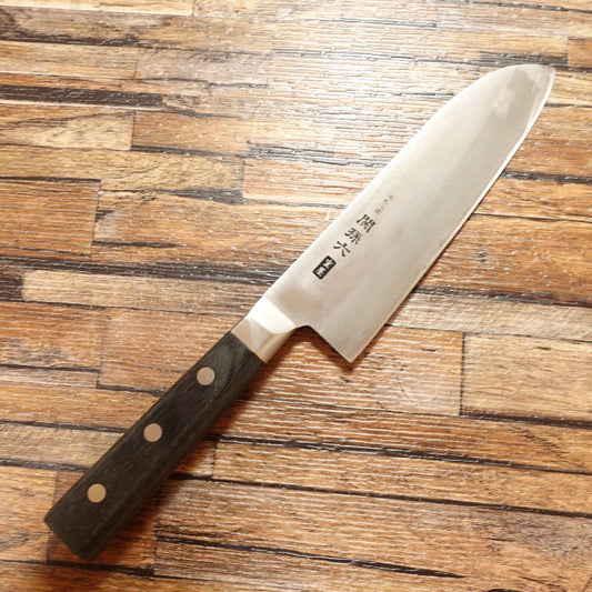 Seki Magoroku Muroya Santoku Knife, Sharpened, All-Purpose Knife, Hon-Warikomi, 3-layered Steel