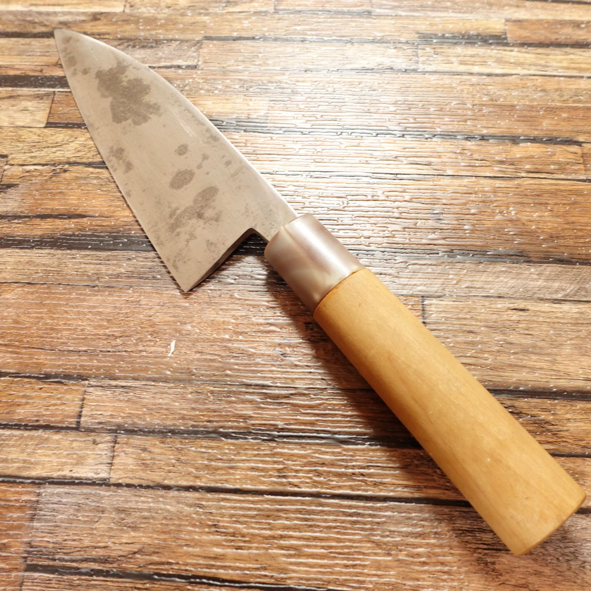 Teruhide Ai-Deba Knife, Sharpened, Hagane Steel, Funayuki Style, Thin Blade, Lightweight