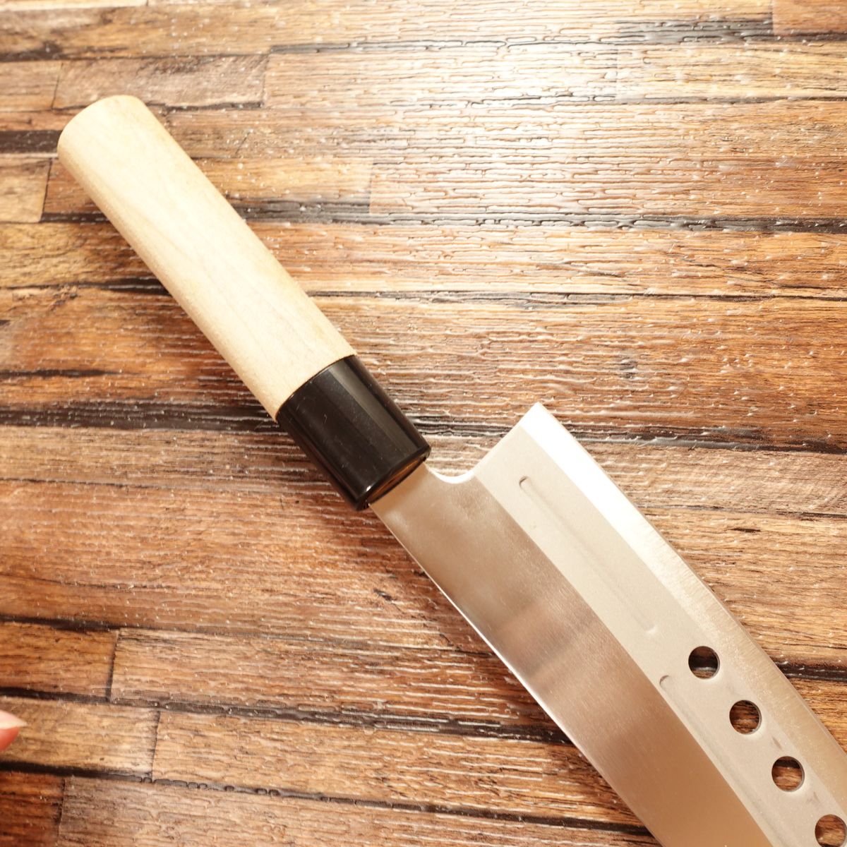 Santoku Knife with Holes, Sharpened, All-Purpose Knife, Stainless Steel, Molybdenum-Vanadium Steel, Almost Unused