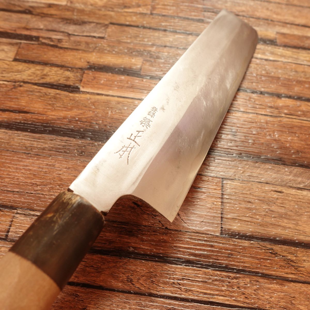 Masamoto Usuba Knife, Sharpened, Tsukiji Masamoto, Water Buffalo Horn Handle, Single Bevel, Large, Wooden Sheath