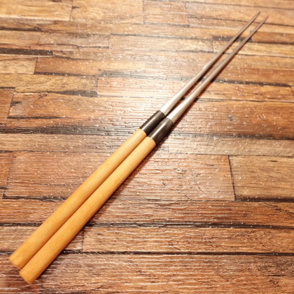 Serving Chopsticks with Water Buffalo Handle, S Logo, Protective Case, Made from Magnolia Wood