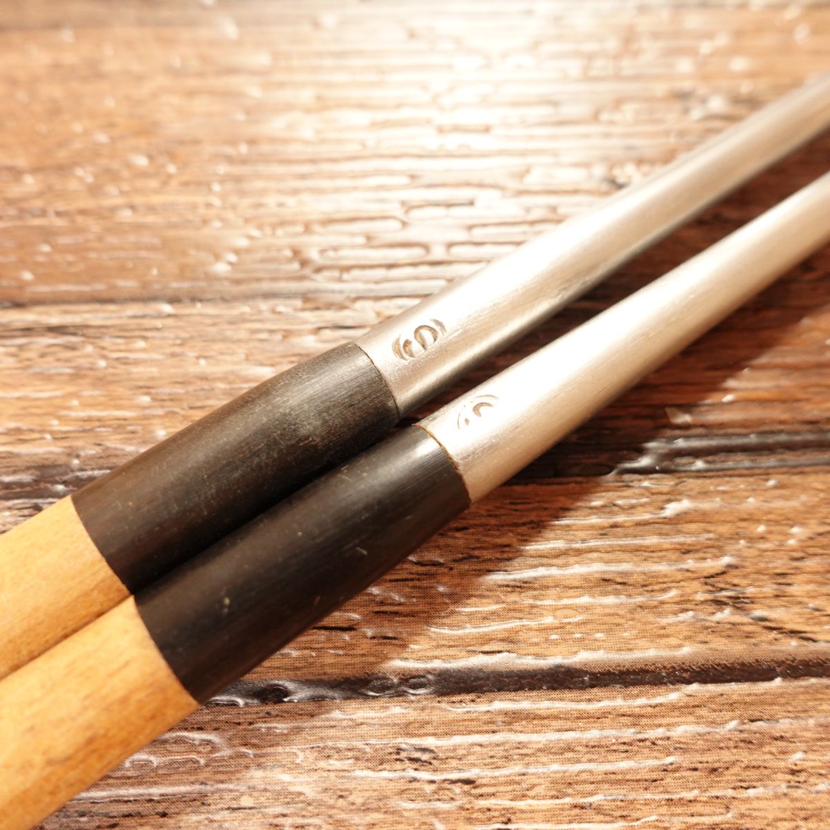 Serving Chopsticks with Water Buffalo Handle, S Logo, Protective Case, Made from Magnolia Wood