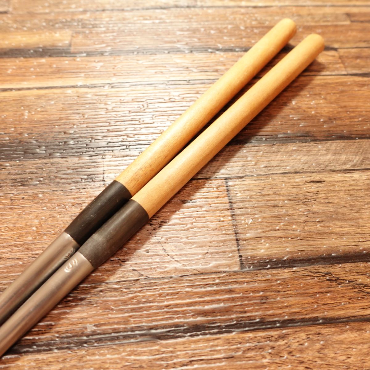 Serving Chopsticks with Water Buffalo Handle, S Logo, Protective Case, Made from Magnolia Wood