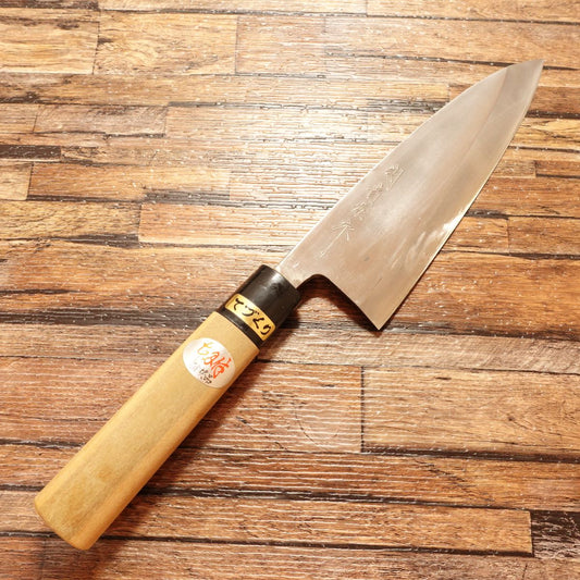 Seki Takayasu Deba Knife, Sharpened, Steel, Handcrafted with Sticker