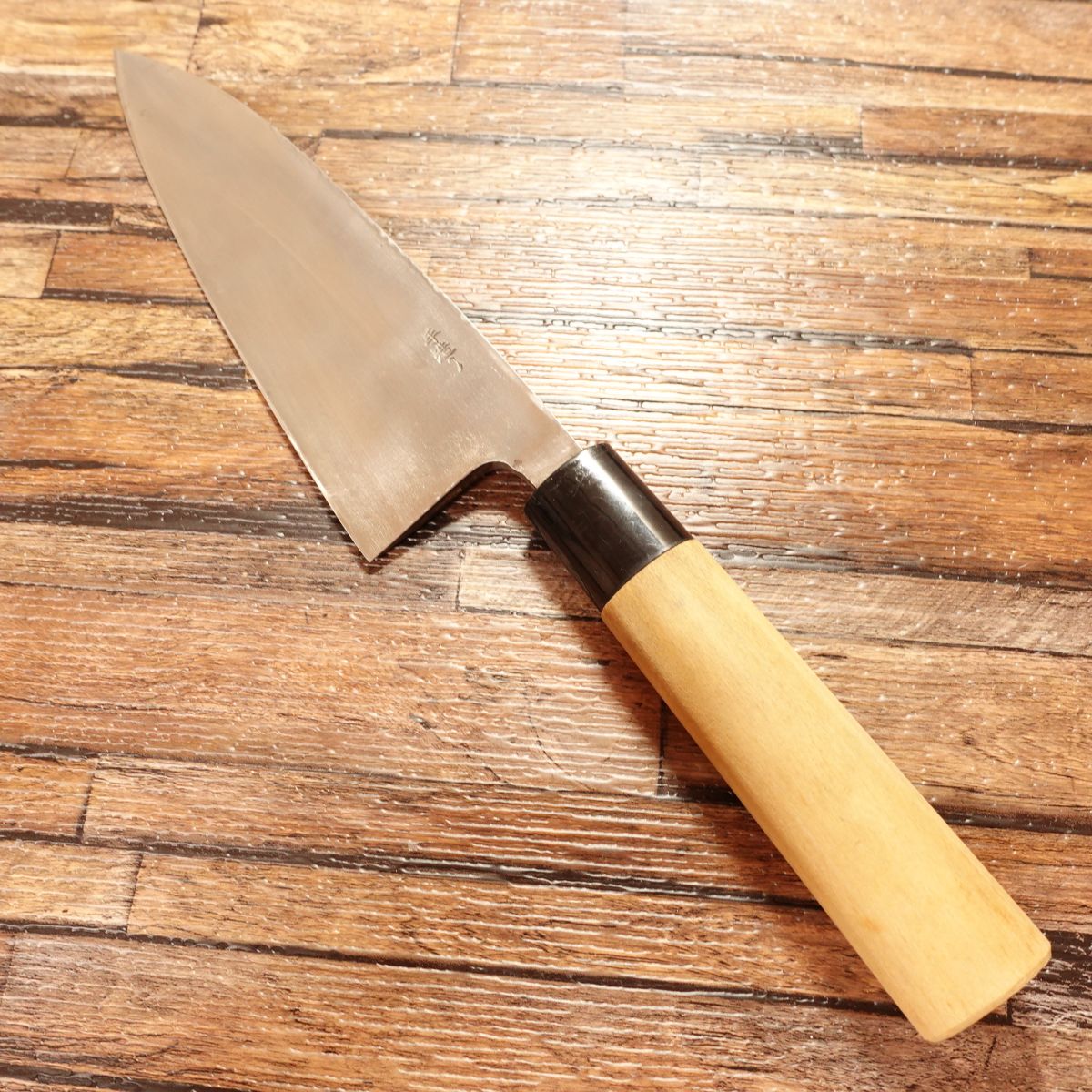 Seki Takayasu Deba Knife, Sharpened, Steel, Handcrafted with Sticker