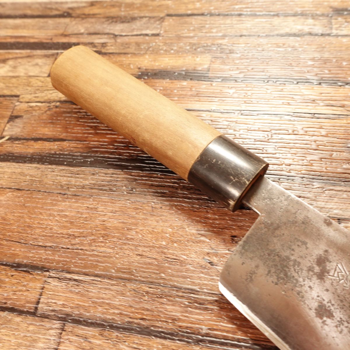 Kiya Nakiri Knife, Sharpened, Water Buffalo Horn Handle, Black Forged with Yasuki Steel Aogami, Thin Blade for Vegetables