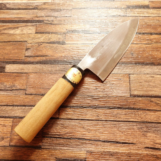 Sakai Wasaburo Deba Knife, Sharpened, Aji-kiri, Small Deba Knife, with Sakai Traditional Blades Quality Assurance Seal