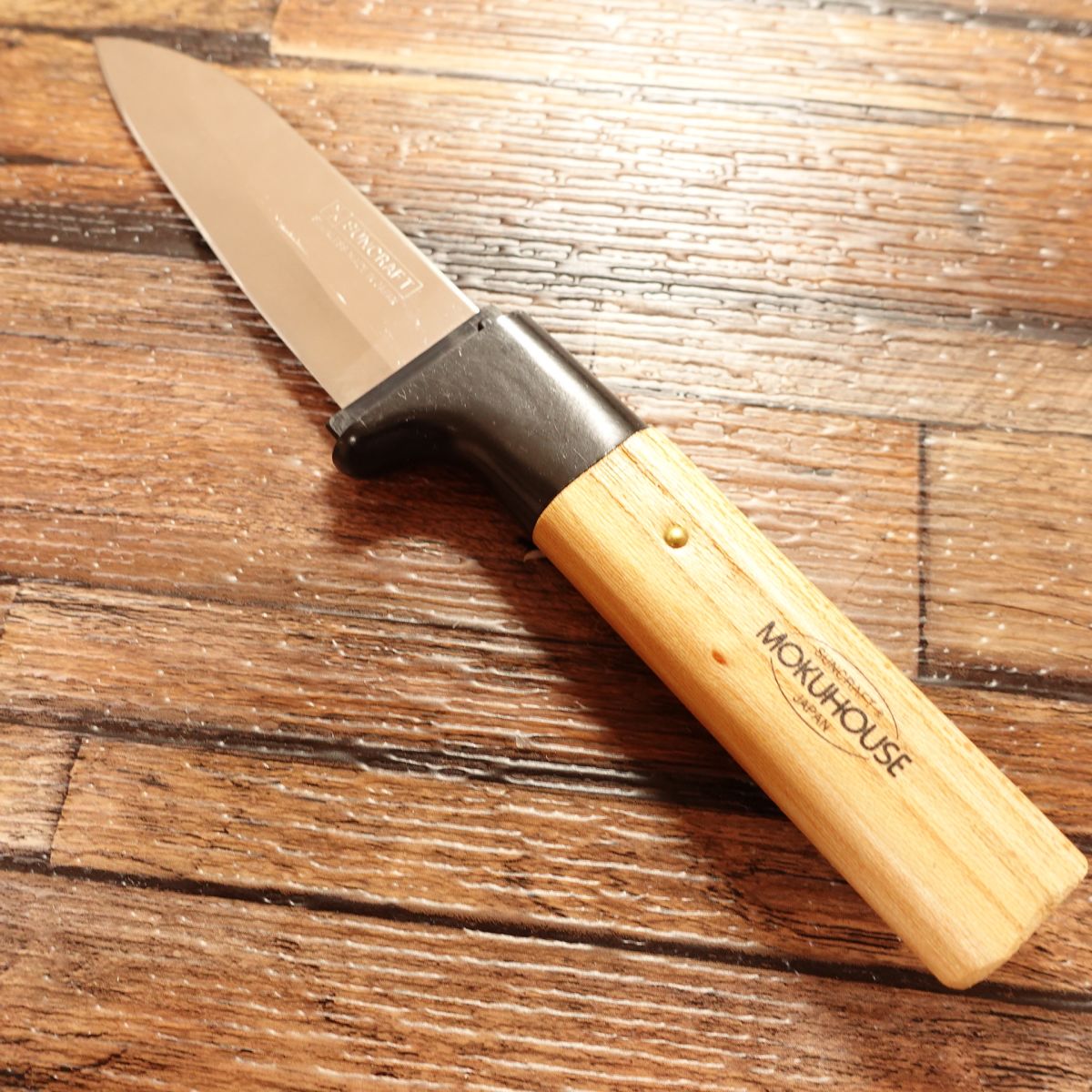 MOKUHOUSE Petty Knife, Sharpened, Fruit Knife, with Wooden Sheath, Unused in Storage