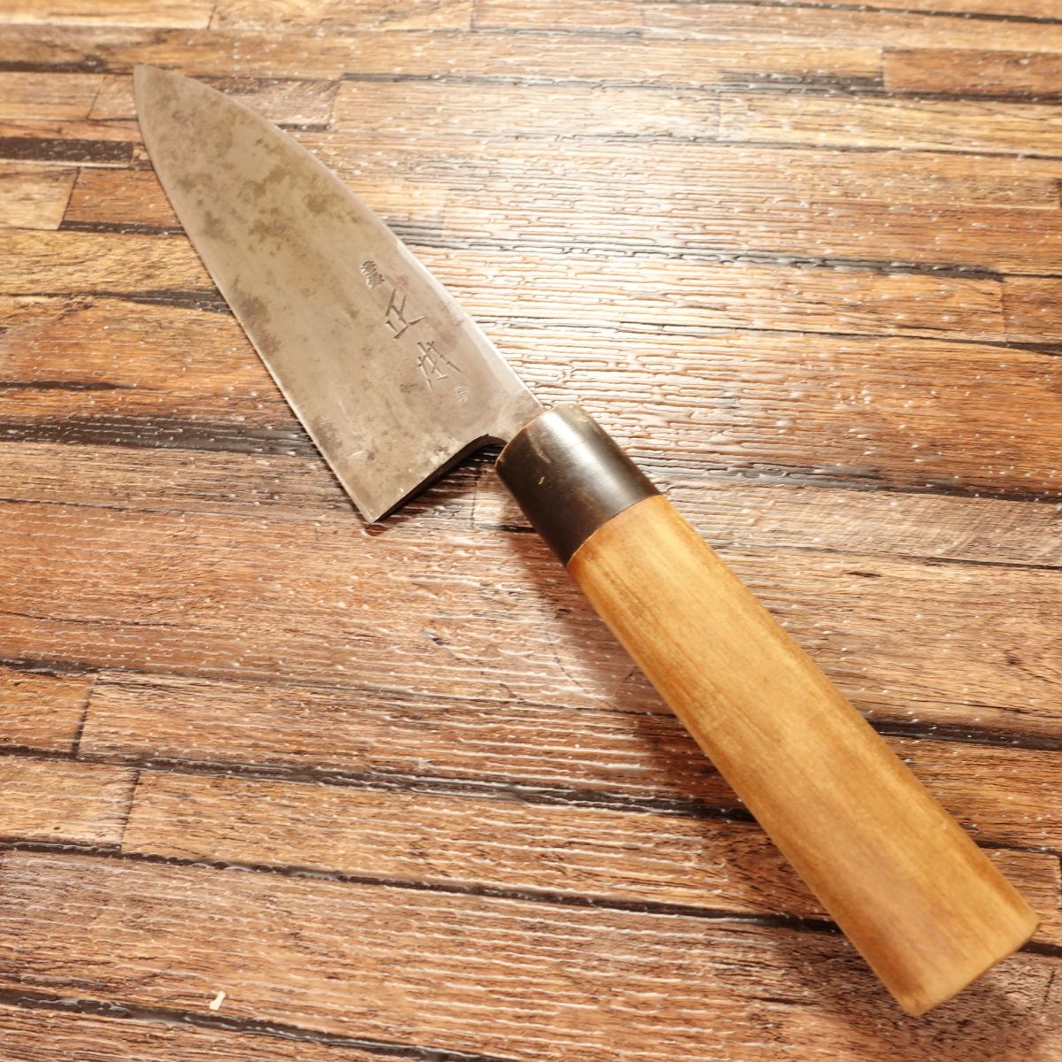 Masamoto Deba Knife, Sharpened, Water Buffalo Handle, Hidemasa, Hagane Steel