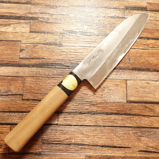 Sakai Takeaki Wa-Santoku Knife, Sharpened, All-Purpose Knife, Single-Bevel, Ai-Deba, 3mm Thick